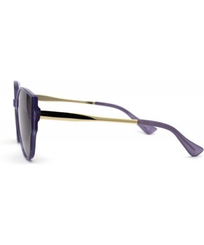 Womens Polarized Oversize Round Cat Eye Chic Sunglasses - Purple Gold Purple Smoke - CJ192AK4HDA $11.25 Oversized