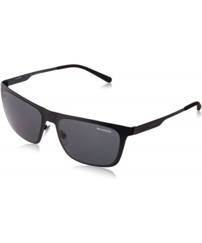 Men's An3076 Back Side Rectangular Metal Sunglasses - Matte Black/Grey - CS180DIXRX8 $62.78 Rectangular