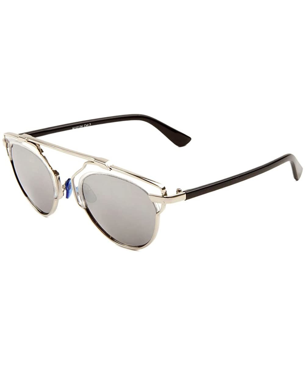 Glamour Aviator Sunglasses Metal Crossbar Mod Runway Fashion - Silver - C517YL0EU49 $5.95 Aviator