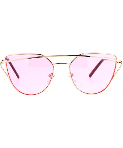 Womens Unique Double Wire Brow Cat Eye Sunglasses - Gold Pink - CZ12JDH2Y6F $10.34 Cat Eye