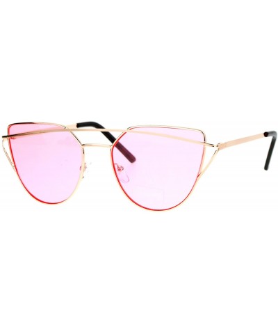 Womens Unique Double Wire Brow Cat Eye Sunglasses - Gold Pink - CZ12JDH2Y6F $10.34 Cat Eye