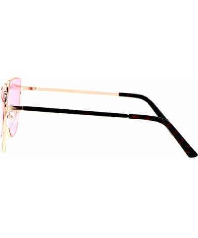 Womens Unique Double Wire Brow Cat Eye Sunglasses - Gold Pink - CZ12JDH2Y6F $10.34 Cat Eye