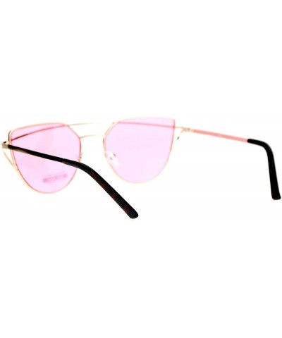 Womens Unique Double Wire Brow Cat Eye Sunglasses - Gold Pink - CZ12JDH2Y6F $10.34 Cat Eye