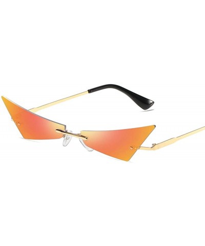 Women Men Chic Sunglasses Futuristic Rimless Mirror Sun Glasses Narrow Cateye Sunglass Shade - 3 - CD18Y6HLHCL $21.91 Semi-ri...