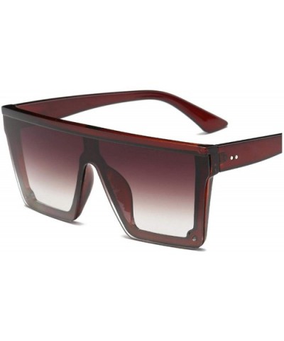 Male Flat Top Sunglasses Men Brand Square Shades UV400 Gradient Sun Glasses Cool One Piece Designer - Tea - CR198A09HTN $22.2...