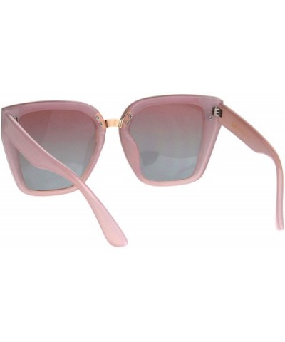 Womens Designer Style Sunglasses Oversized Trapezoid Frame UV 400 - Pink (Pink Blue) - CD18RCEE9QN $7.88 Square