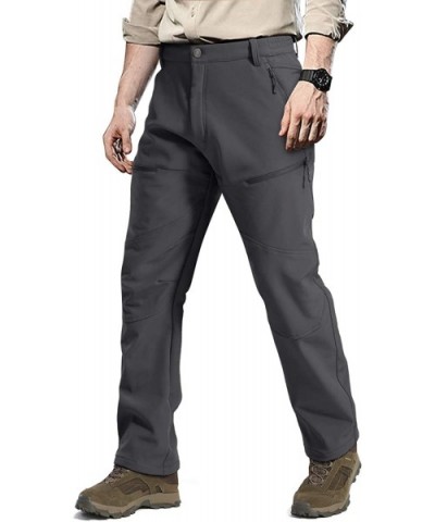 Men's Ski Water Repellent Softshell Fleece Lined Hiking Pants Tactical Trousers - 002 Zipper Gray - C9192THRW93 $24.42 Sport