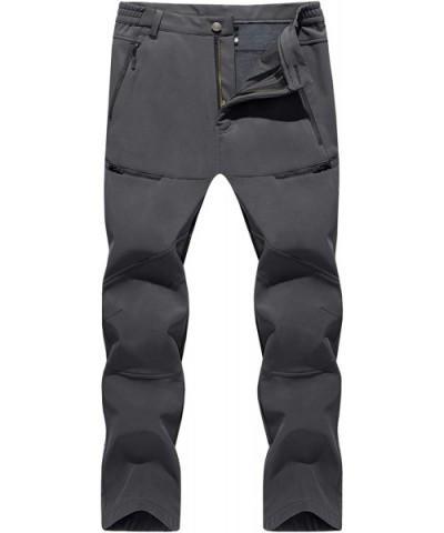 Men's Ski Water Repellent Softshell Fleece Lined Hiking Pants Tactical Trousers - 002 Zipper Gray - C9192THRW93 $24.42 Sport