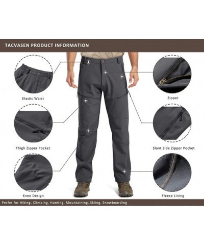 Men's Ski Water Repellent Softshell Fleece Lined Hiking Pants Tactical Trousers - 002 Zipper Gray - C9192THRW93 $24.42 Sport