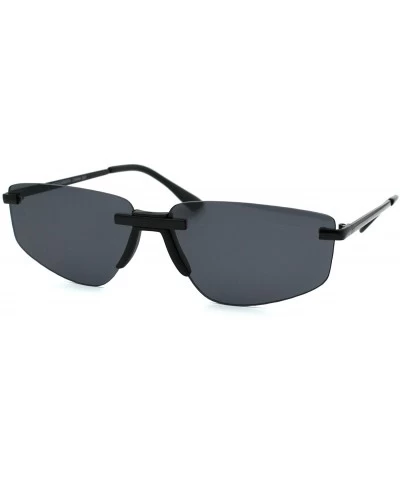 Retro Triangular Rimless Expose Lens Dad Sunglasses - All Black - CW18W5UUCGR $11.10 Rectangular