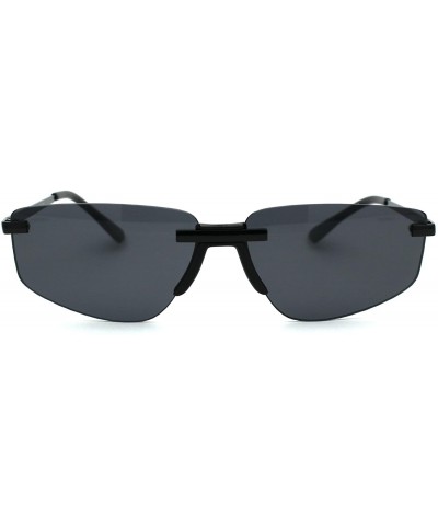 Retro Triangular Rimless Expose Lens Dad Sunglasses - All Black - CW18W5UUCGR $11.10 Rectangular