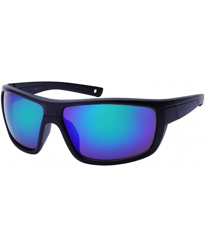 Bold Sports Wrap Sunglasses w/Color Mirror Lens 570097-REV - Matte Black - C412O39QN7N $8.31 Oversized
