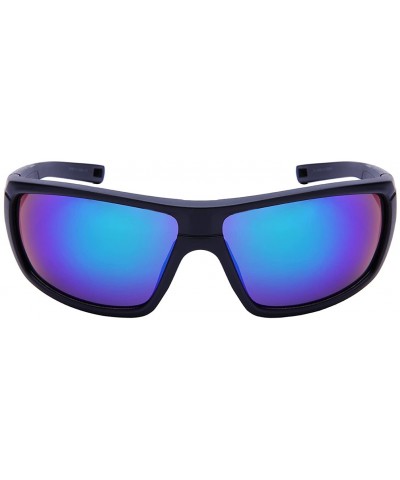 Bold Sports Wrap Sunglasses w/Color Mirror Lens 570097-REV - Matte Black - C412O39QN7N $8.31 Oversized