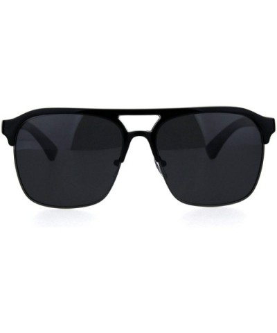 Mens Polarized Mobster Racer Half Rim Flat Top Mafia Sunglasses - Black Gunmetal Black - C018I64CG8L $11.05 Rectangular