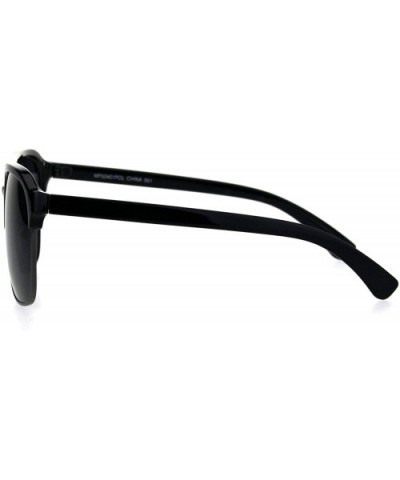 Mens Polarized Mobster Racer Half Rim Flat Top Mafia Sunglasses - Black Gunmetal Black - C018I64CG8L $11.05 Rectangular