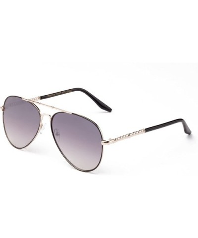 "Bronson" Modern Pilot Style Fashion Sunglasses - Gold/Purple - C512MCS6RTR $6.92 Aviator