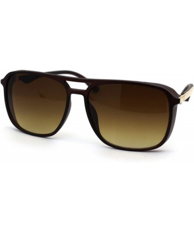 Mens Elegant Chic Plastic Rectangular Side Visor Racer Sunglasses - Matte Brown - C618ZMCYTEZ $7.84 Rectangular