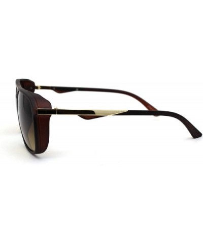 Mens Elegant Chic Plastic Rectangular Side Visor Racer Sunglasses - Matte Brown - C618ZMCYTEZ $7.84 Rectangular