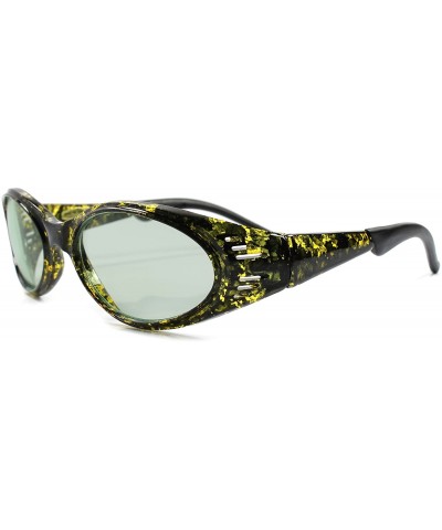 Vintage Old Fashioned Around Sporty Oval Sunglasses - Green / Green - C018ECE7KMA $9.89 Oval