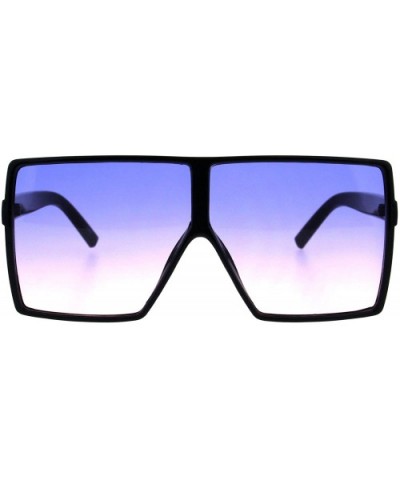 Womens Super Oversized Sunglasses Square Shield Frame UV 400 - Black (Blue Pink) - CP18HSEWWCE $10.08 Shield