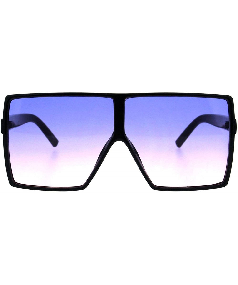 Womens Super Oversized Sunglasses Square Shield Frame UV 400 - Black (Blue Pink) - CP18HSEWWCE $10.08 Shield