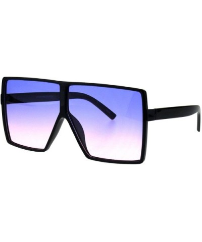 Womens Super Oversized Sunglasses Square Shield Frame UV 400 - Black (Blue Pink) - CP18HSEWWCE $10.08 Shield