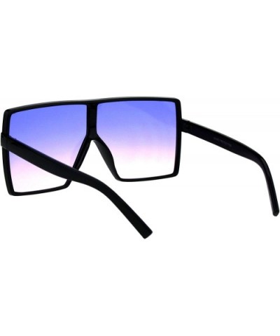 Womens Super Oversized Sunglasses Square Shield Frame UV 400 - Black (Blue Pink) - CP18HSEWWCE $10.08 Shield