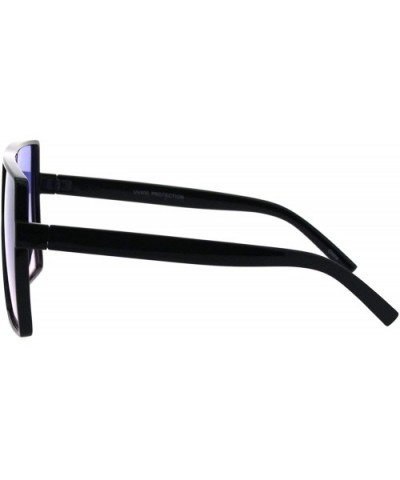 Womens Super Oversized Sunglasses Square Shield Frame UV 400 - Black (Blue Pink) - CP18HSEWWCE $10.08 Shield