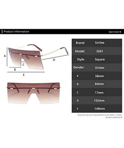 Oversized Brown Sunglasses Women Retro Vintage Sunglasses Luxury Rimless Eyewear - C7 Red White - C218Y392RMC $15.69 Rectangular