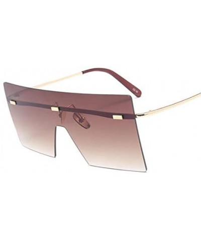 Oversized Brown Sunglasses Women Retro Vintage Sunglasses Luxury Rimless Eyewear - C7 Red White - C218Y392RMC $15.69 Rectangular