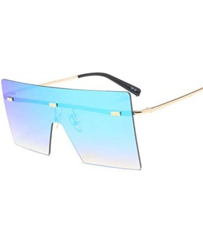 Oversized Brown Sunglasses Women Retro Vintage Sunglasses Luxury Rimless Eyewear - C7 Red White - C218Y392RMC $15.69 Rectangular