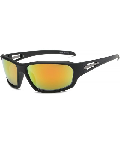 Men Sports Shield Mirrored Rectangular UV Protection Outdoor Driving Sunglasses - Orange - C318K2AW7RC $6.60 Sport