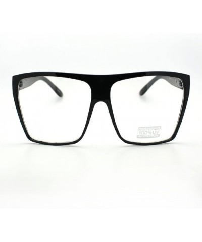 Super Oversized Eyeglasses Flat Top Square Clear Lens Glasses Frames - Black Silver - CI11D24S6SL $8.33 Square