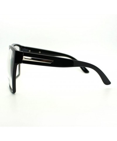 Super Oversized Eyeglasses Flat Top Square Clear Lens Glasses Frames - Black Silver - CI11D24S6SL $8.33 Square