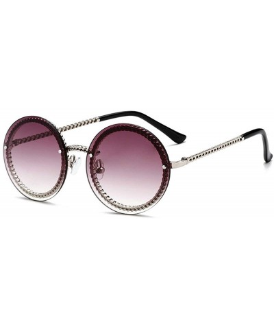 Fashion Round Sunglasses Lady Vintage Metal Frame Gradient Sun Glasses UV400 - C5 - CM18RLT7EHE $9.90 Round