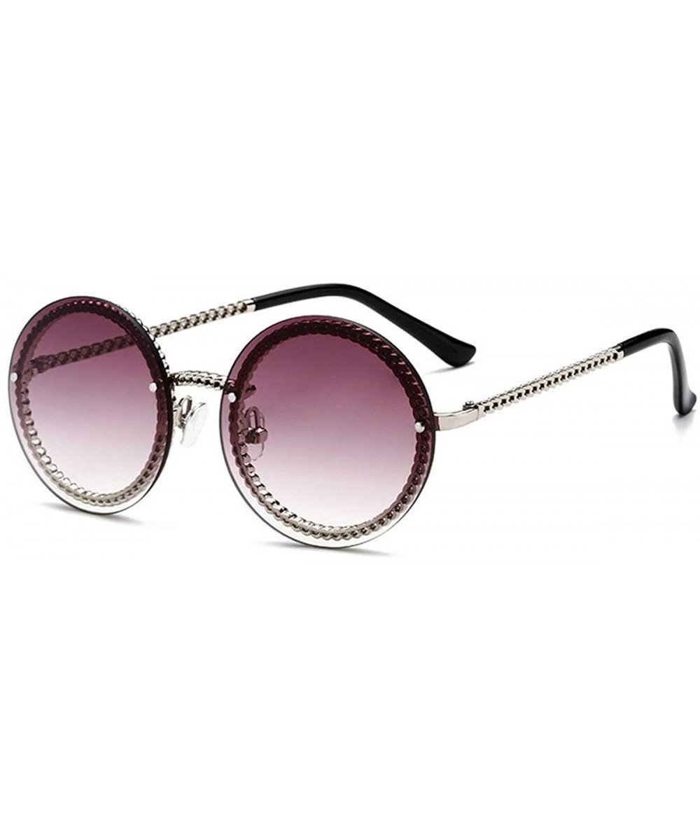 Fashion Round Sunglasses Lady Vintage Metal Frame Gradient Sun Glasses UV400 - C5 - CM18RLT7EHE $9.90 Round