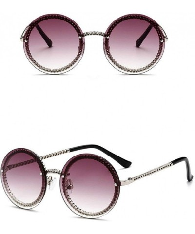 Fashion Round Sunglasses Lady Vintage Metal Frame Gradient Sun Glasses UV400 - C5 - CM18RLT7EHE $9.90 Round