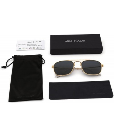 Retro Square Aviator Sunglasses Premium Glass Lens Flat Metal Eyewear Men Women - Gold / Dark Grey - CW18CODZ5TC $16.72 Recta...