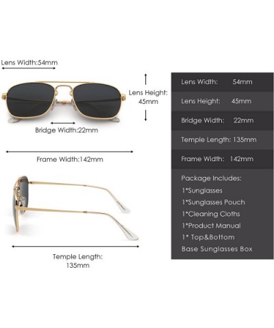 Retro Square Aviator Sunglasses Premium Glass Lens Flat Metal Eyewear Men Women - Gold / Dark Grey - CW18CODZ5TC $16.72 Recta...