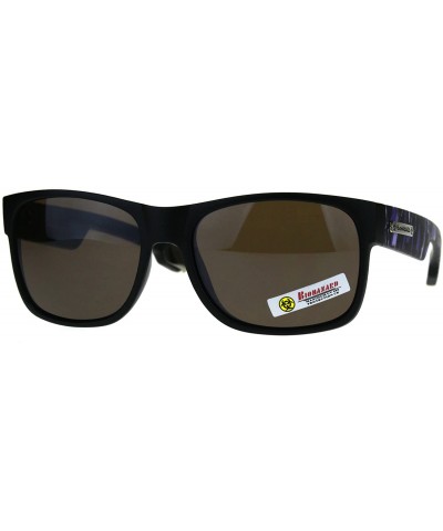 Mens Biohazard Plastic Rectangular Horn Rim Sport Sunglasses - Purple Camo Arm - CO189Y4KK4H $7.14 Sport