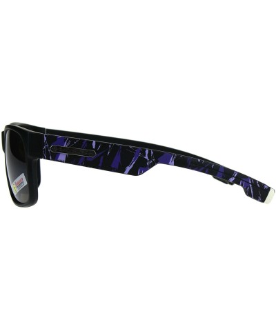 Mens Biohazard Plastic Rectangular Horn Rim Sport Sunglasses - Purple Camo Arm - CO189Y4KK4H $7.14 Sport