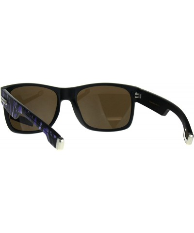 Mens Biohazard Plastic Rectangular Horn Rim Sport Sunglasses - Purple Camo Arm - CO189Y4KK4H $7.14 Sport