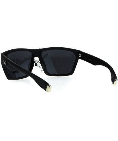 Mens Locs Sunglasses Black Wrap Around Trapezoid Frame Metal Tip UV 400 - Matte Black - C9184HDDLSL $6.11 Wrap