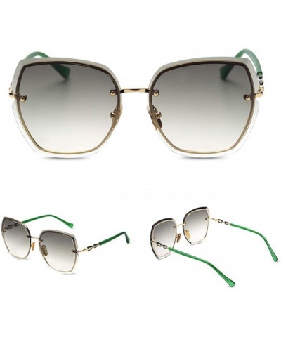 Rimless Sunglasses Oversized Women Transparent Gradient Glasses Diamond Cutting Rhinestone Decorated Frame UV400 - CF18X8T0CT...