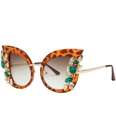 Bohemian Womens Fashion Artificial Diamond Cat Ear Metal Frame Brand Classic Sunglasses - Multicolor-a - CY18T6EOX24 $4.23 Oval