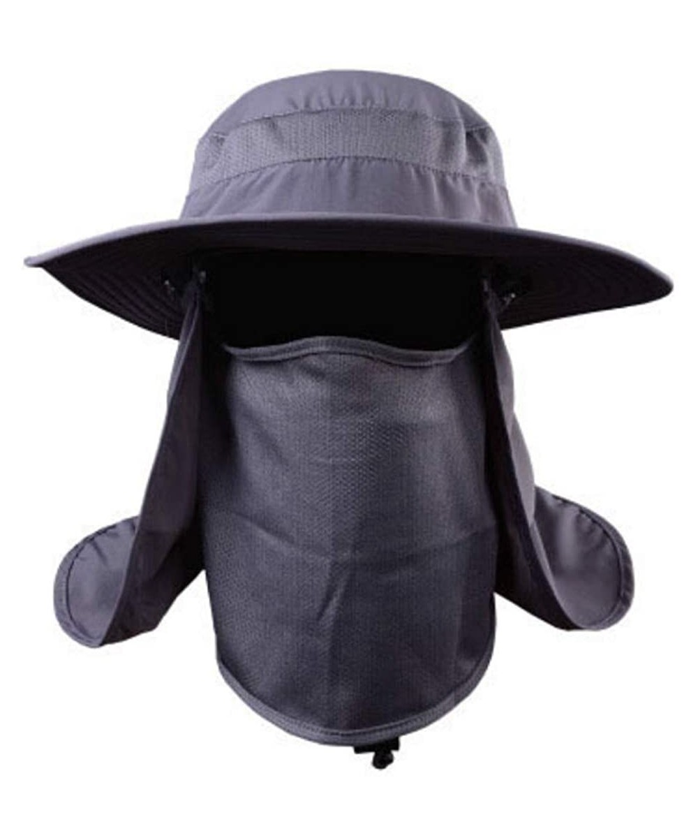 Outdoor Fishing Hat Sun Protection Neck Face Flap Cap Wide Brim for Men Women - Black - CT18UCL40EZ $7.93 Sport