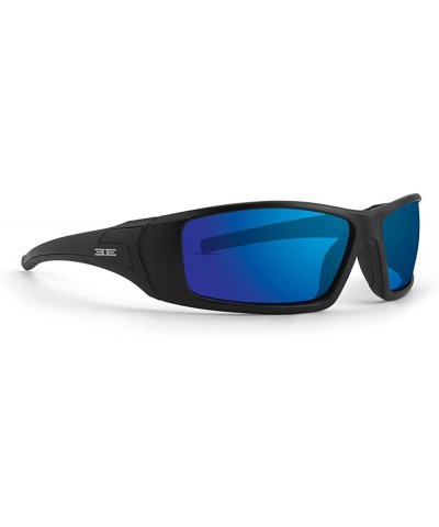 3 Sporty Black Full Frame Sunglasses - Blue Mirror - CT182EC0XYQ $13.84 Sport