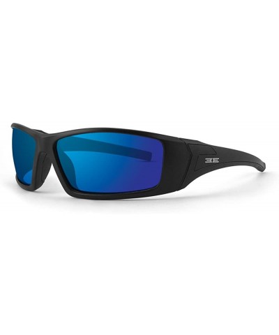 3 Sporty Black Full Frame Sunglasses - Blue Mirror - CT182EC0XYQ $13.84 Sport