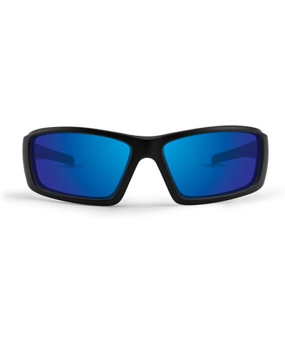 3 Sporty Black Full Frame Sunglasses - Blue Mirror - CT182EC0XYQ $13.84 Sport