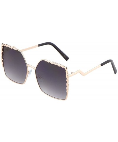 Oversized Butterfly Sunglasses Gold Rim Metal Bridge Unisex Fashion Eyewear - Gold/Smoke - CL1825499XT $8.46 Square